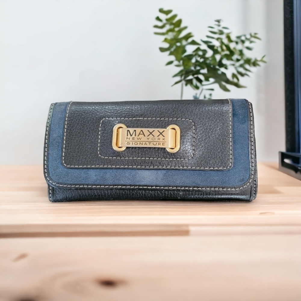 Maxx New York Signature Blue Leather Wallet